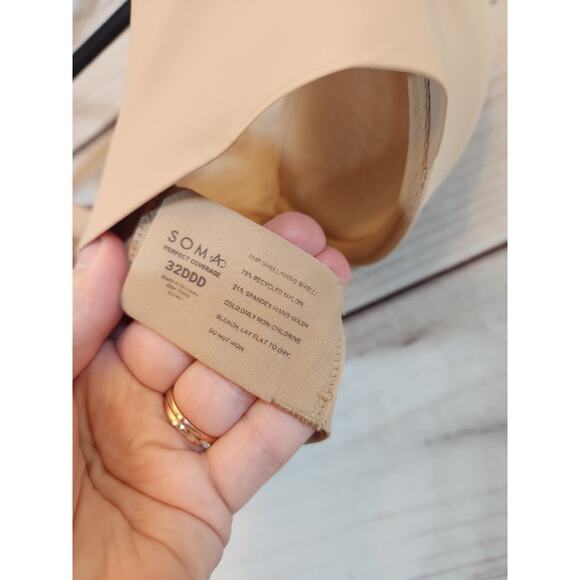Soma Womens Tan Adjustable‎ Strap Perfect Coverage Bra Size 32DDD - Picture 6 of 6